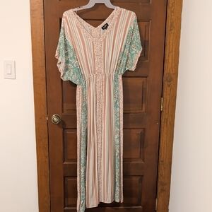 Bohemian Striped and Floral Maxi Dress